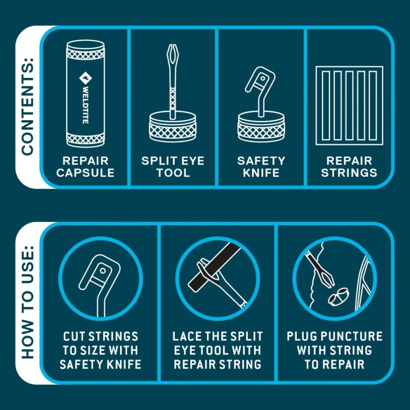 WELDTITE  Tubeless Repair Capsule - pre vonkajšie použitie