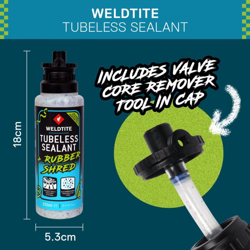 WELDTITE  Tmel na bezdušové pláště Tubeless Sealant s Rubber Shred