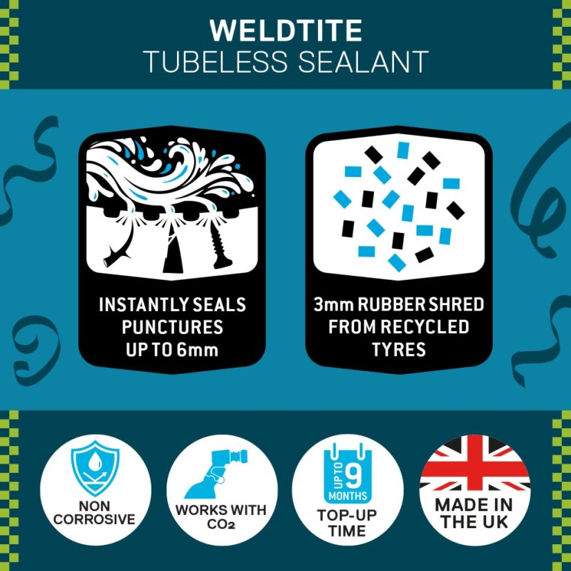 WELDTITE  Tmel na bezdušové pláště Tubeless Sealant s Rubber Shred